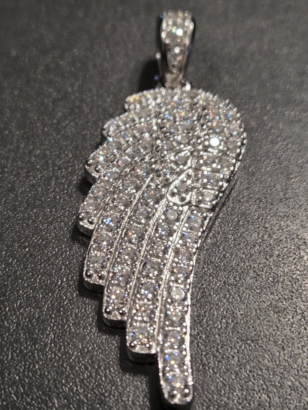 REAL VVS1 MOISSANITE Guardian Angel Wing Necklace Pendant Solid 925 Silver - Picture 8 of 12